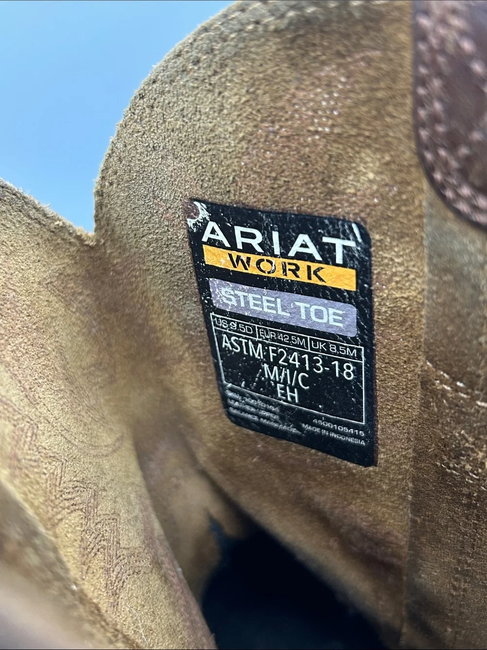 Ariat Steel Toe Work Boot size 9.5 Mens